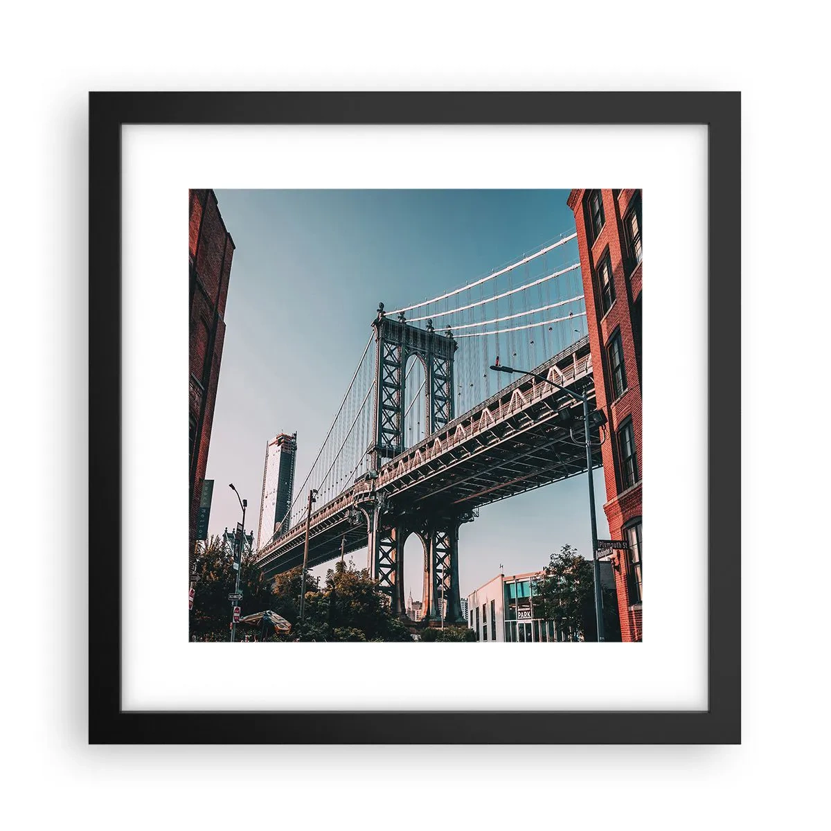 Plakat i sort ramme - Over byens bølger - 30x30 cm