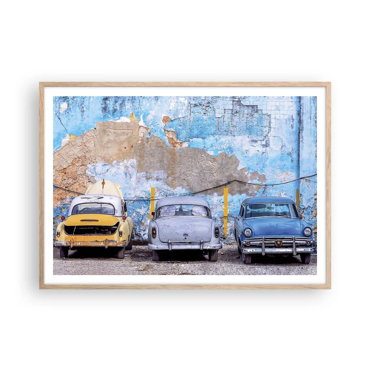 Plakat i ramme af lyst egetræ - Møde for veteraner - 100x70 cm