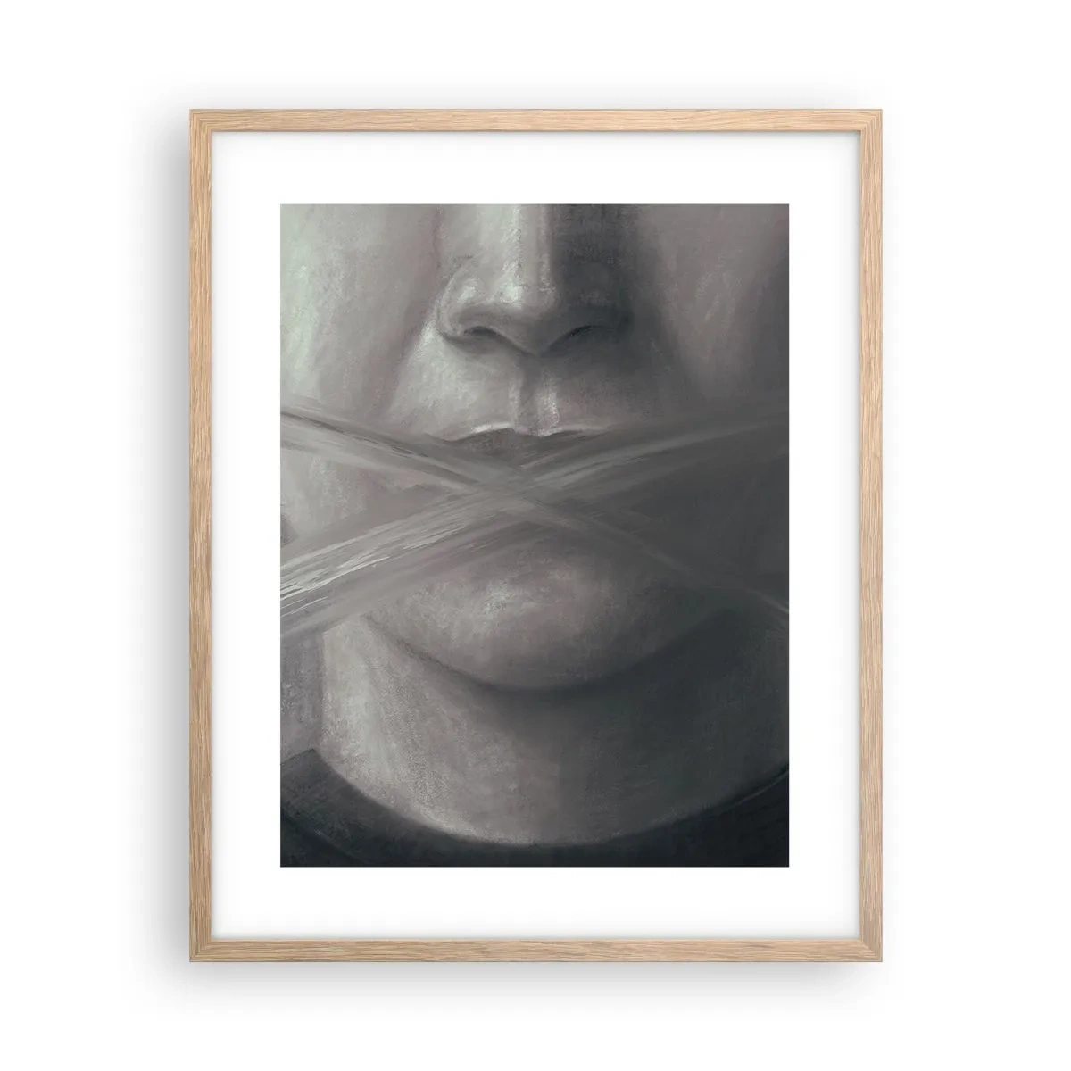 Plakat i ramme af lyst egetræ - Ikke et ord - 40x50 cm