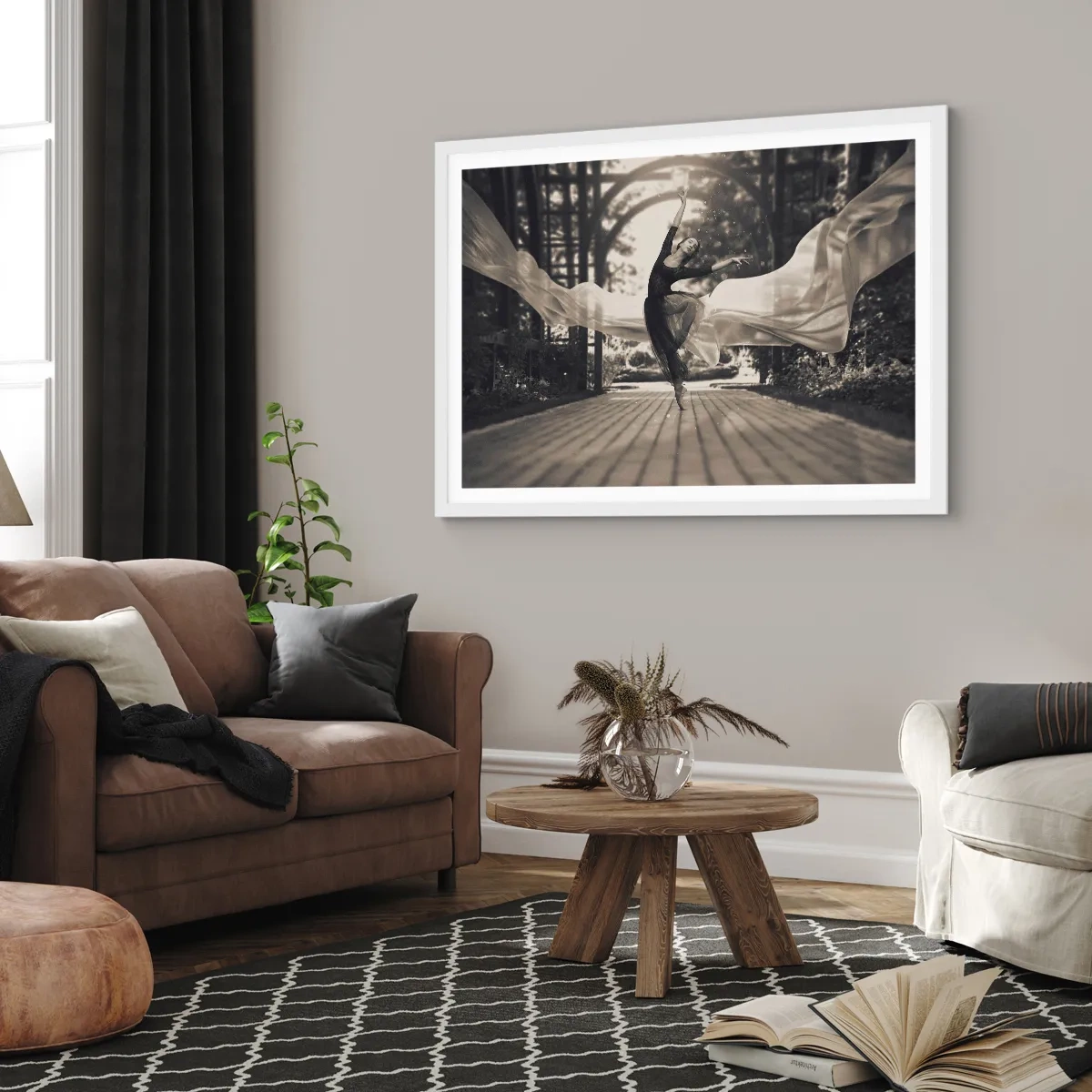 Plakat i hvid ramme - Dans i haven - 91x61 cm
