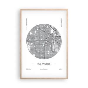 Plakat i ramme af lyst egetræ - Los Angeles' anatomi - 61x91 cm