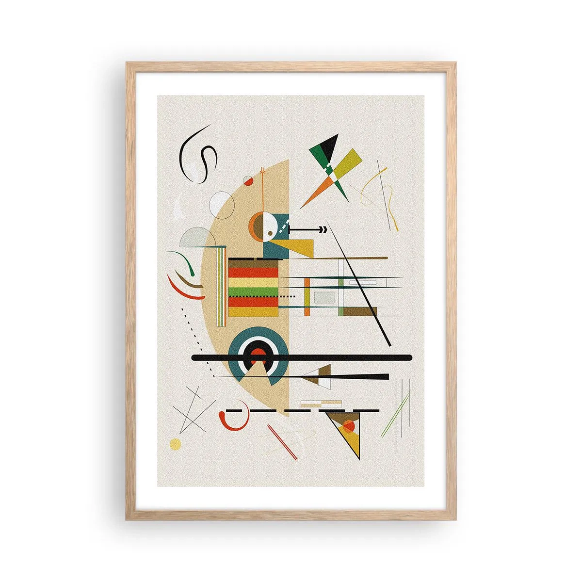 Plakat i ramme af lyst egetræ - Og verden griner - 50x70 cm