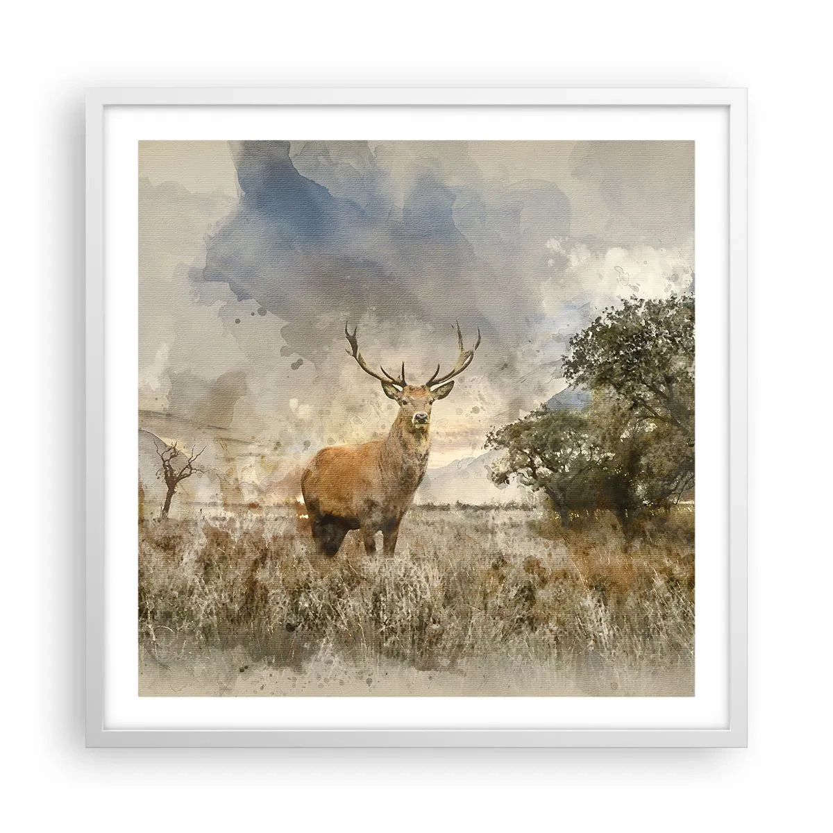 Plakat i hvid ramme - Værdighed - styrke - værdighed - 60x60 cm