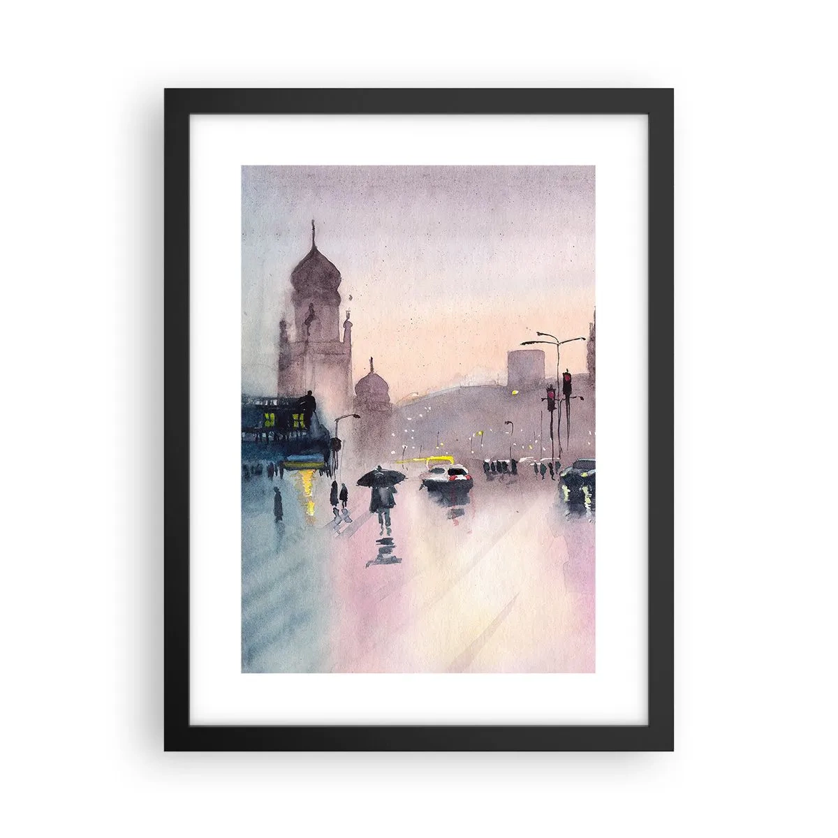 Plakat i sort ramme - I en regnfuld tåge - 30x40 cm