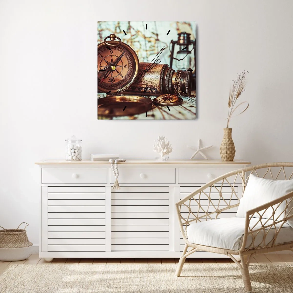 Vægur, Uret - Der venter dig et pirateventyr i Caribien - 40x40 cm