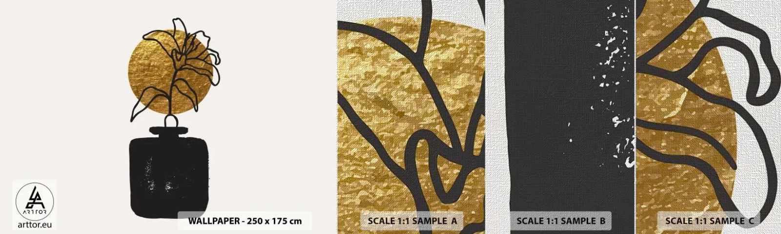 Prøve Fototapet Premium Canvas - Skønhed i balance - Vase, Blomster, Minimalisme - 100x30 cm