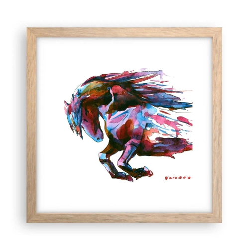 Plakat i ramme af lyst egetræ - I henrykkelse - 30x30 cm