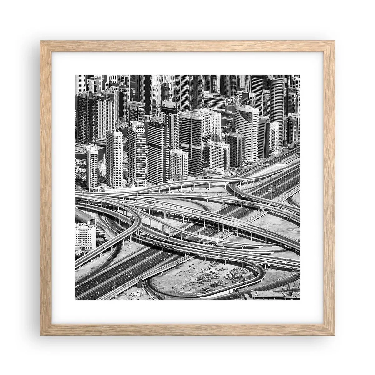Plakat i ramme af lyst egetræ - Dubai - den umulige by - 40x40 cm