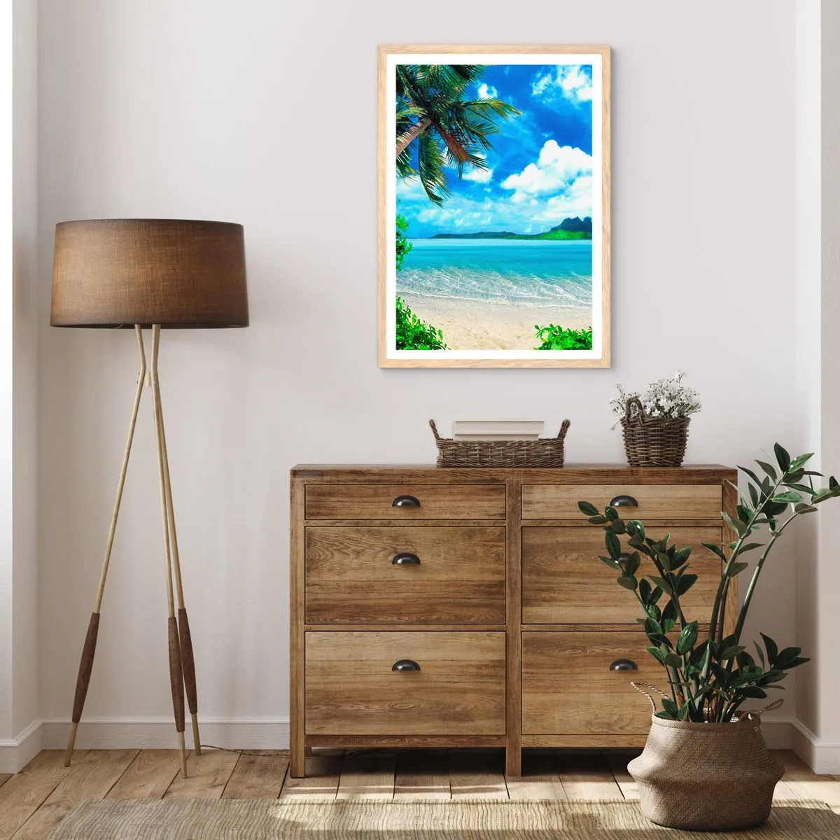 Plakat i ramme af lyst egetræ - Azur i troperne - 40x50 cm