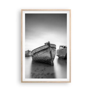 Plakat i ramme af lyst egetræ - Nu er det bare minder... - 61x91 cm
