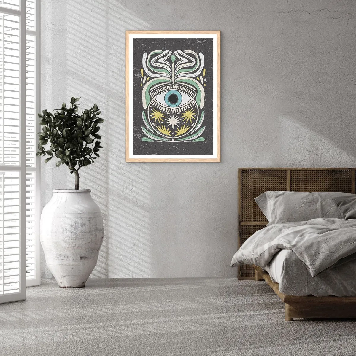 Plakat i ramme af lyst egetræ - Stammeritualer - 61x91 cm