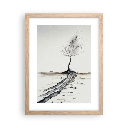 Plakat i ramme af lyst egetræ - Vinterens melankoli - 30x40 cm