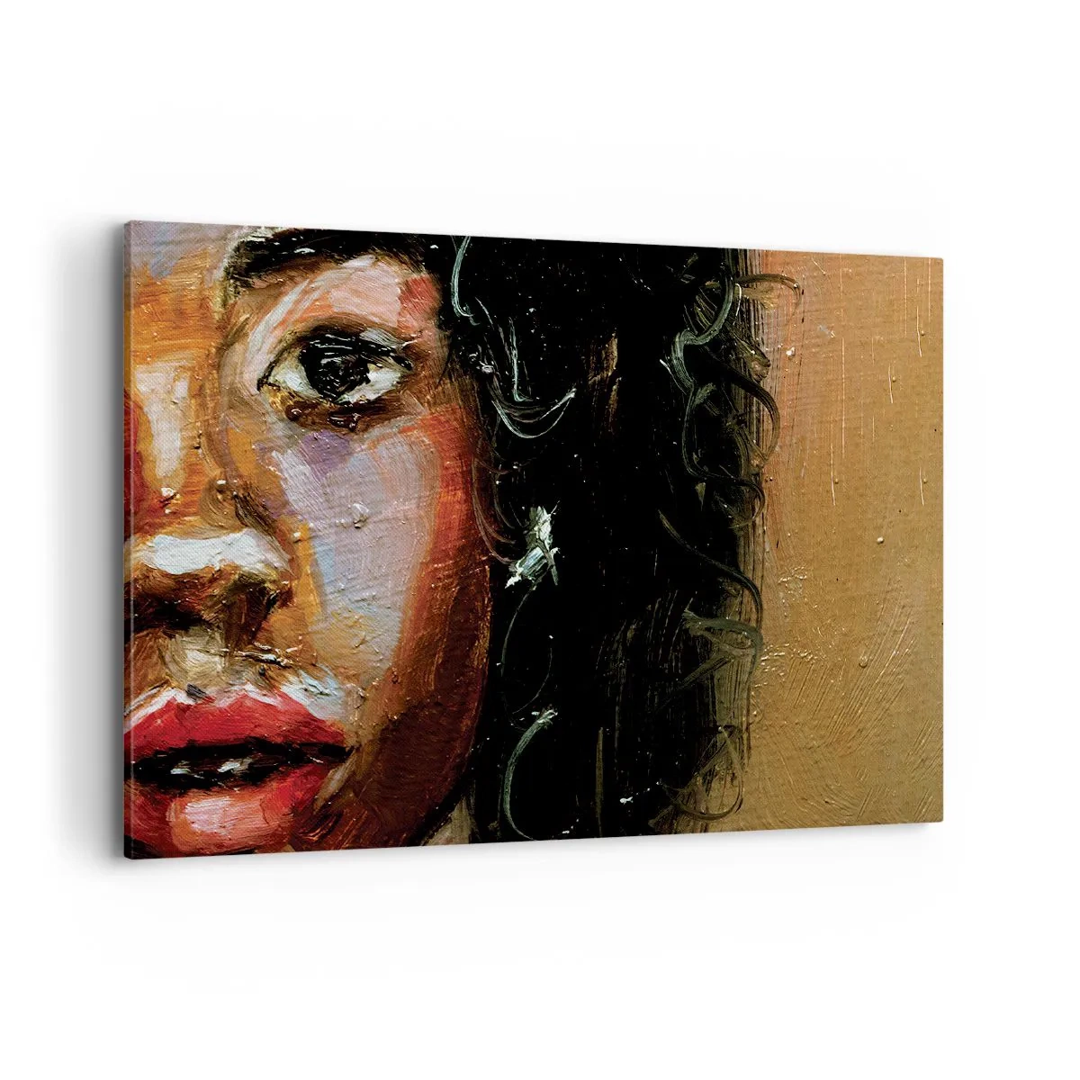 Lærredstryk - Billede på lærred - Sort og glitter - 100x70 cm