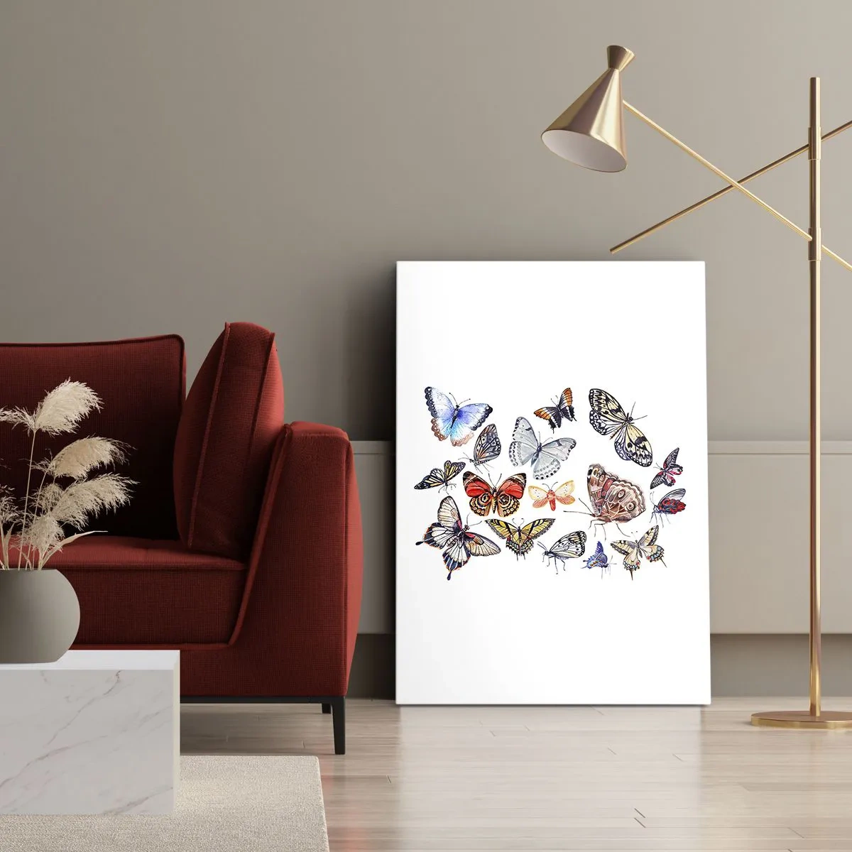 Lærredstryk - Billede på lærred - Blonder, farverig sværm - 55x100 cm