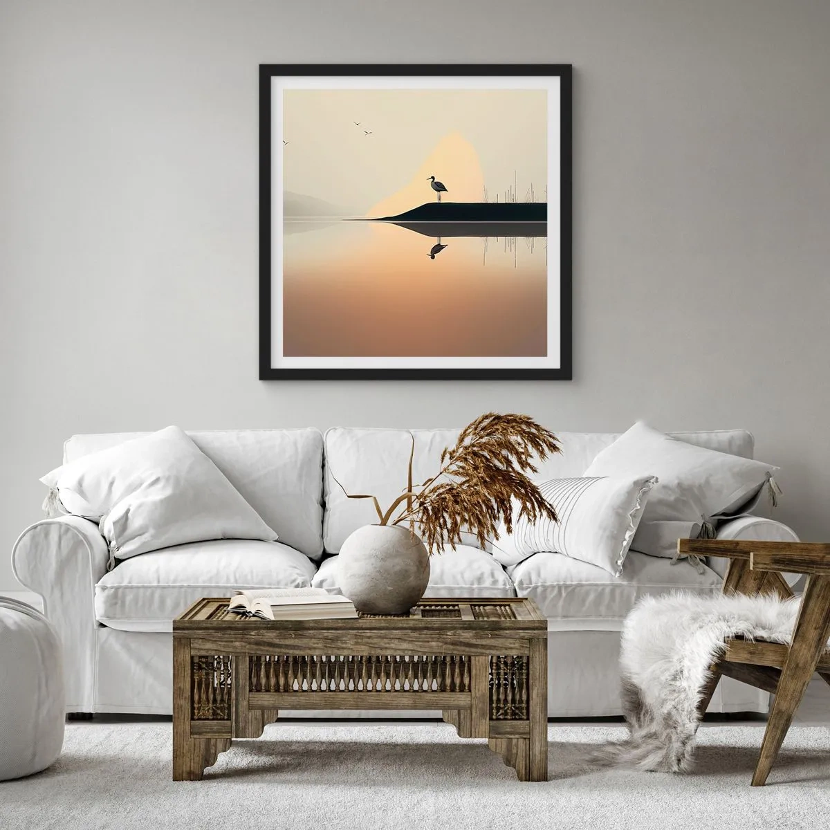 Plakat i sort ramme - Herre på søen - 30x30 cm