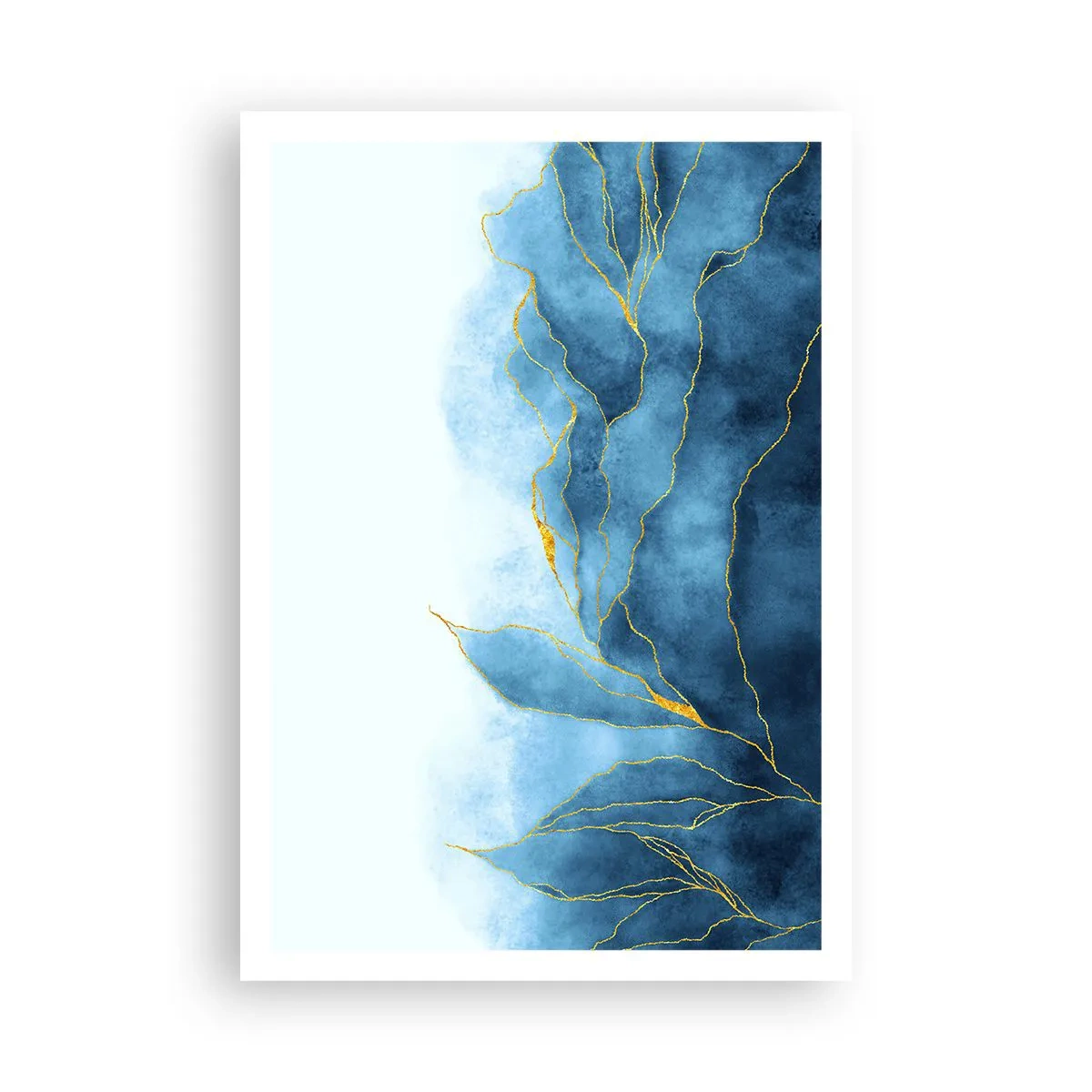 Plakat - Blå i guld - 70x100 cm