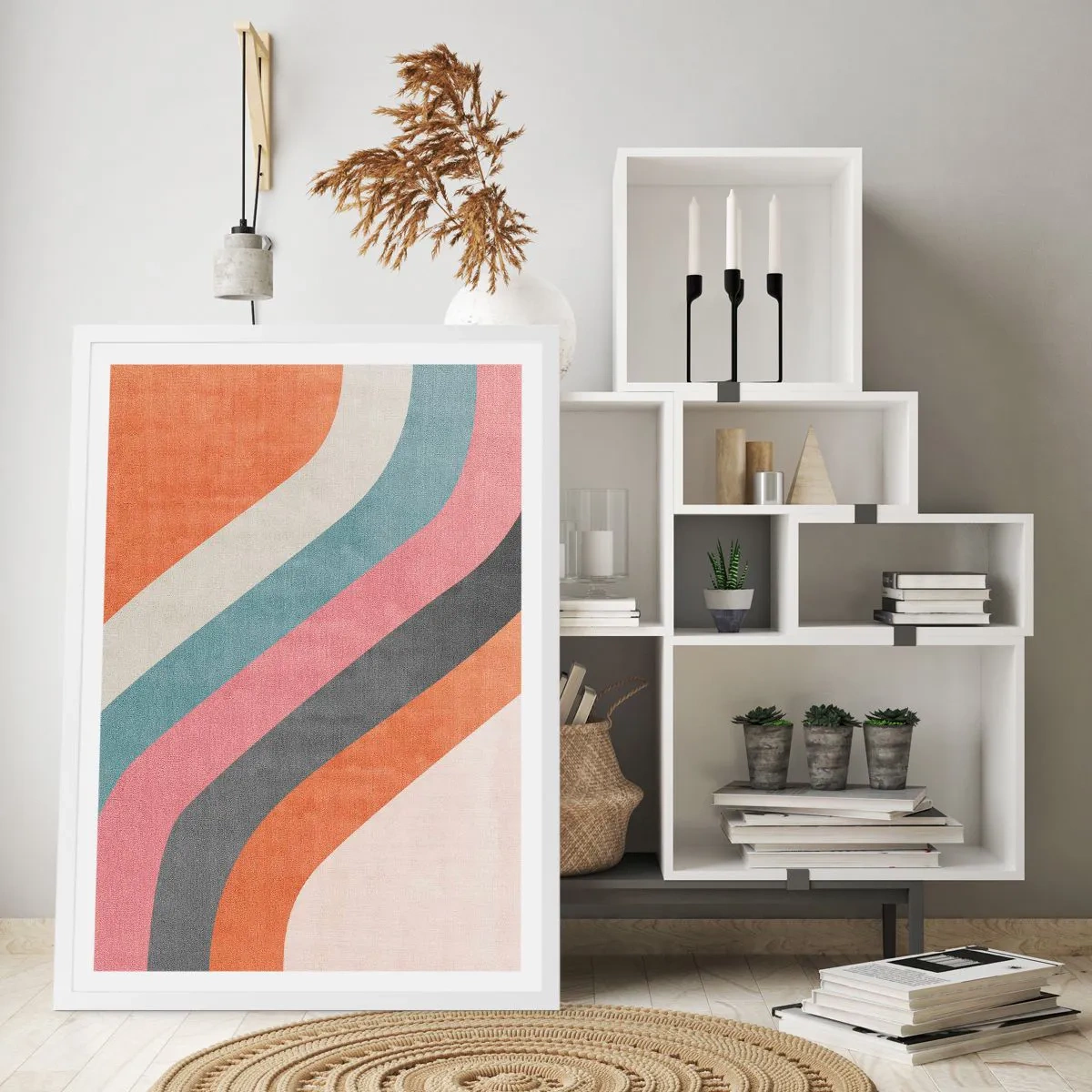 Plakat i hvid ramme - Diagonal komposition - bevægelse - 61x91 cm