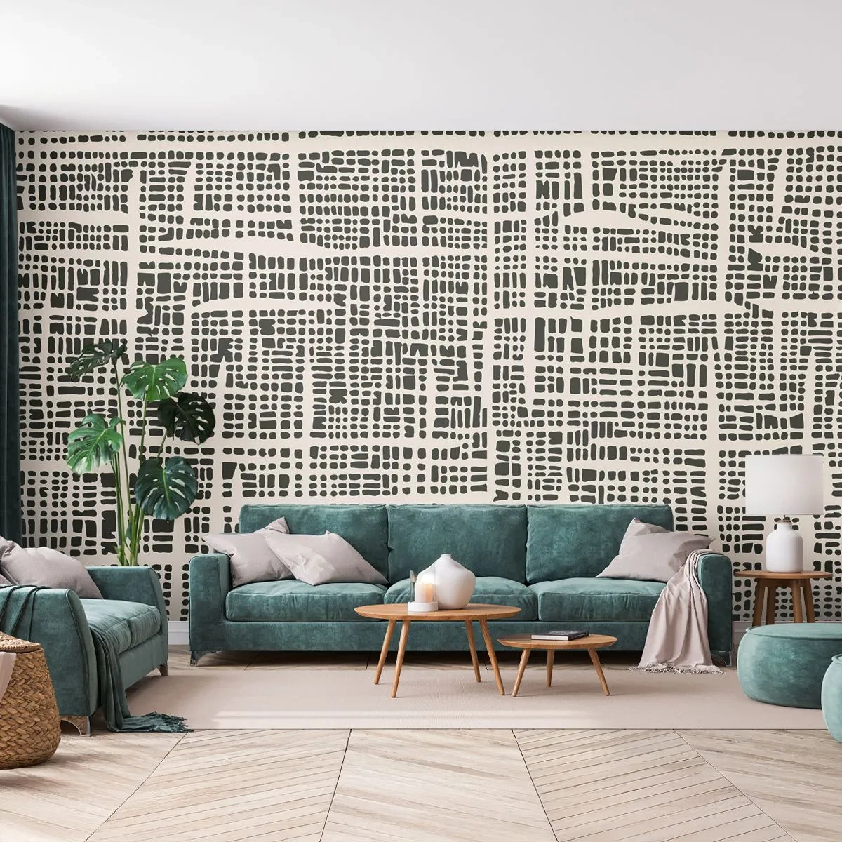 Fototapet Premium Canvas - En sammensætning vævet - Abstraktion, Grafik, Stykke - 250x175 cm