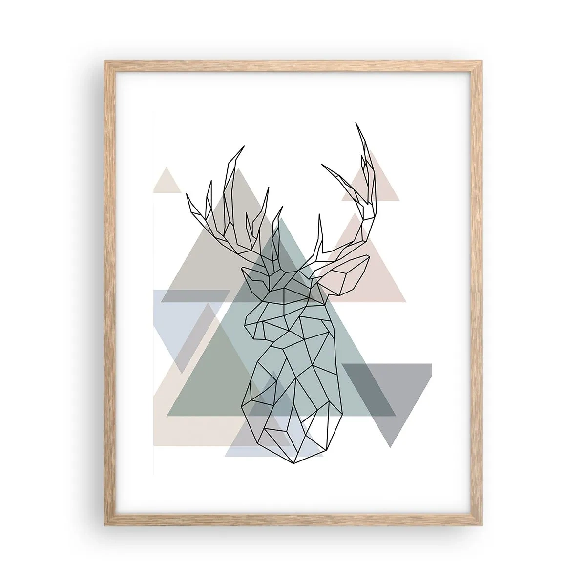 Plakat i ramme af lyst egetræ - I en geometrisk skov - 40x50 cm