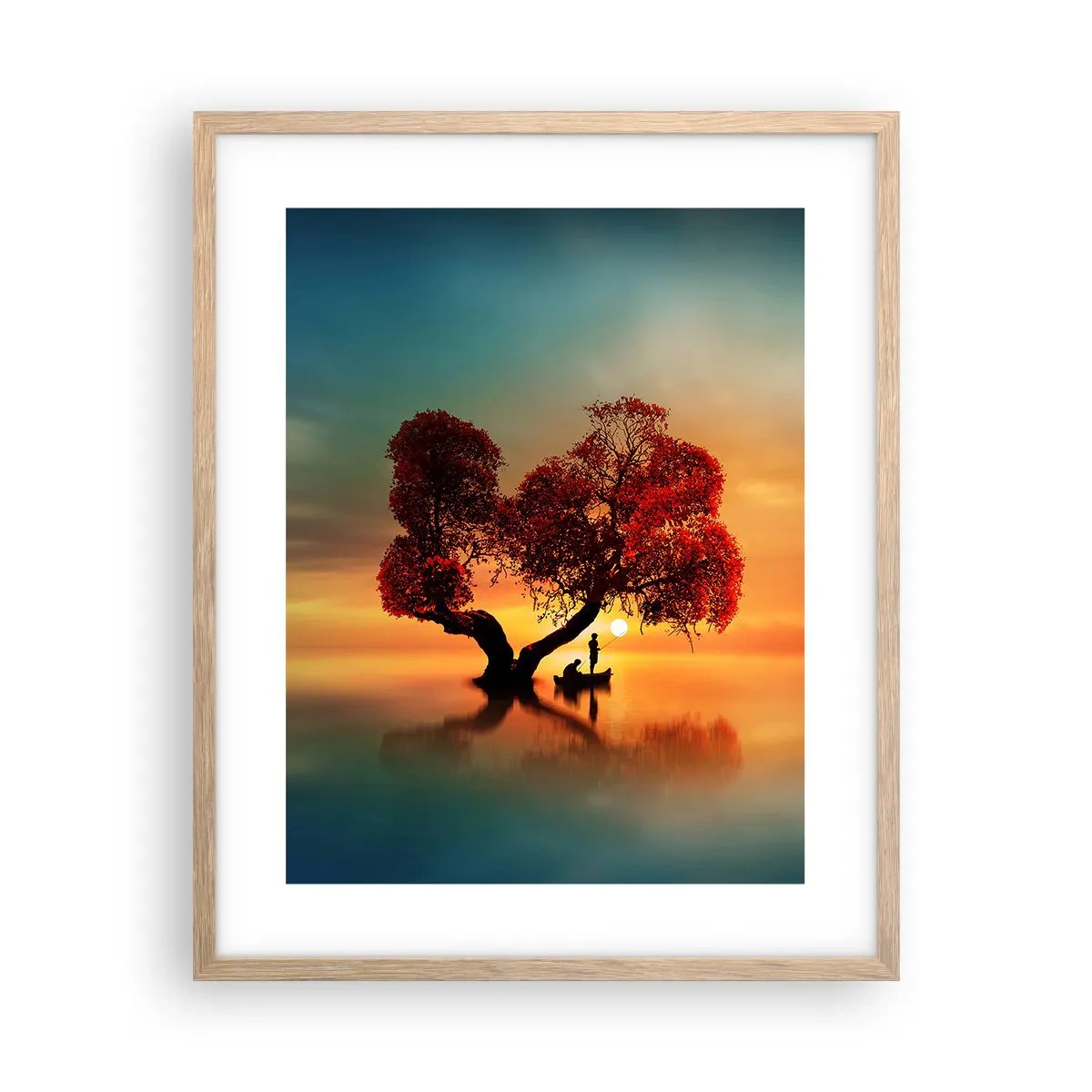 Plakat i ramme af lyst egetræ - Fjern og tavs verdensløshed - 40x50 cm