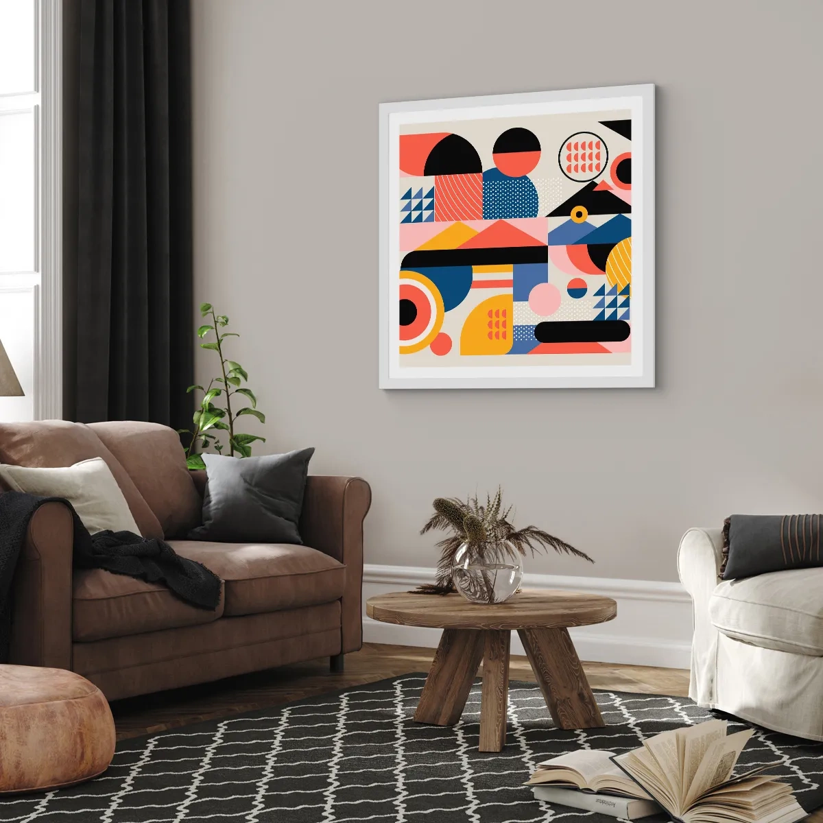 Plakat i hvid ramme - Komposition: Leg - 50x50 cm