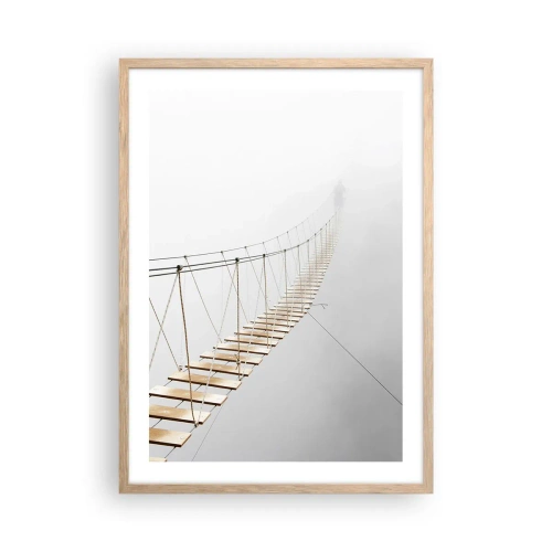 Plakat i ramme af lyst egetræ - Hvor vil det føre dig hen? - 50x70 cm