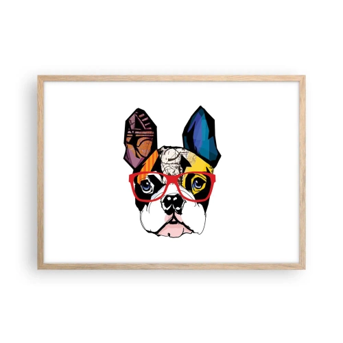 Plakat i ramme af lyst egetræ - Intellektuel - 70x50 cm