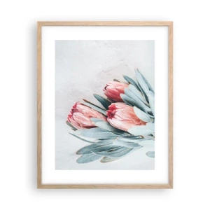 Plakat i ramme af lyst egetræ - Skammer sig over deres egen skønhed - 40x50 cm