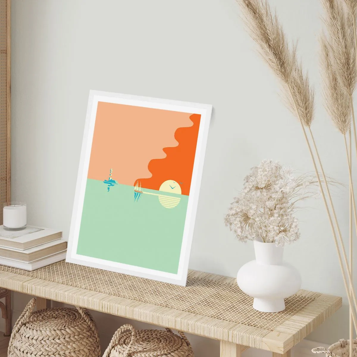 Plakat i hvid ramme - Det perfekte havlandskab - 30x40 cm