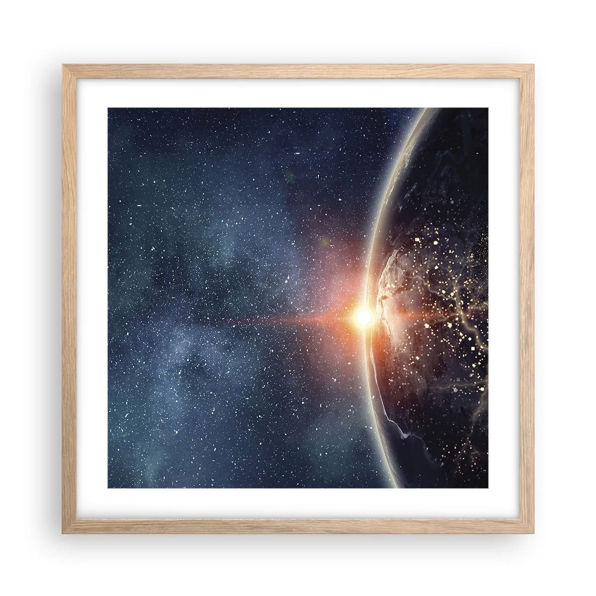 Plakat i ramme af lyst egetræ - I det nye perspektiv - 50x50 cm