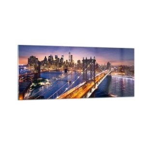 Billede på glas - En lysende bro til hjertet af byen - 100x40 cm