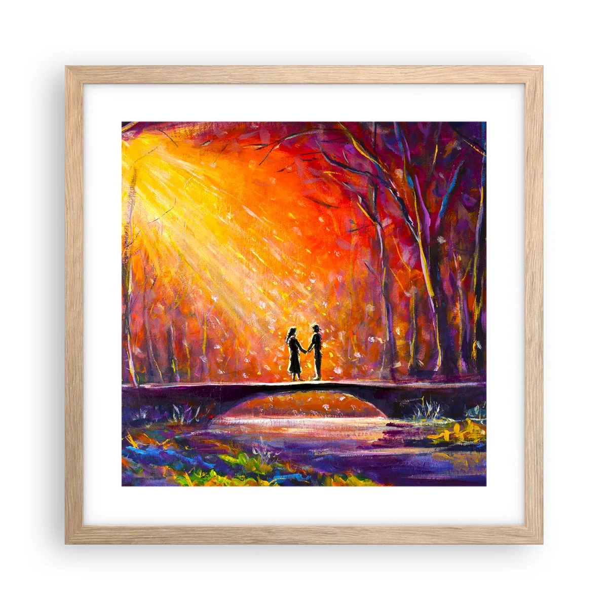 Plakat i ramme af lyst egetræ - Himlen elsker dem også - 40x40 cm