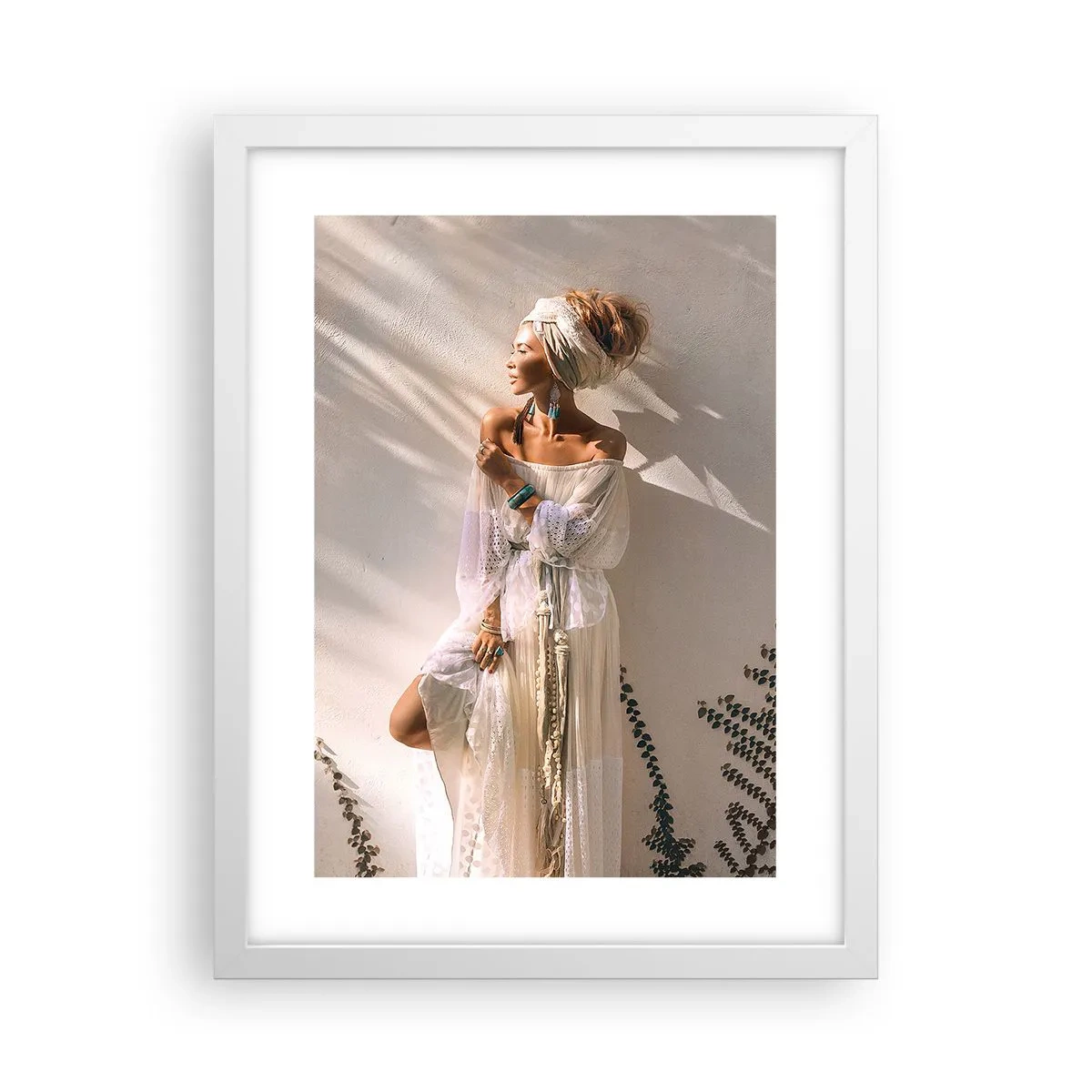 Plakat i hvid ramme - Solen og pigen - 30x40 cm