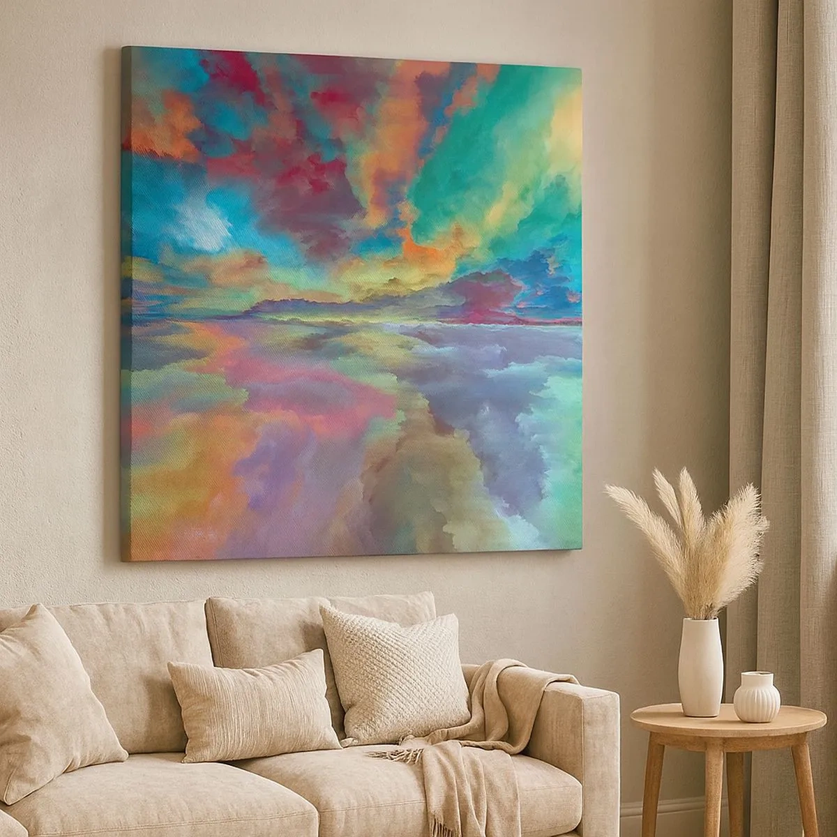 Lærredstryk - Billede på lærred - To himle - 30x30 cm