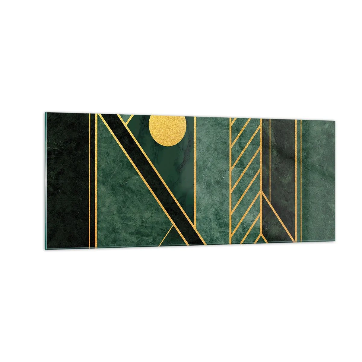 Billede på glas - Dynamikken i guld og azurblå - 100x40 cm