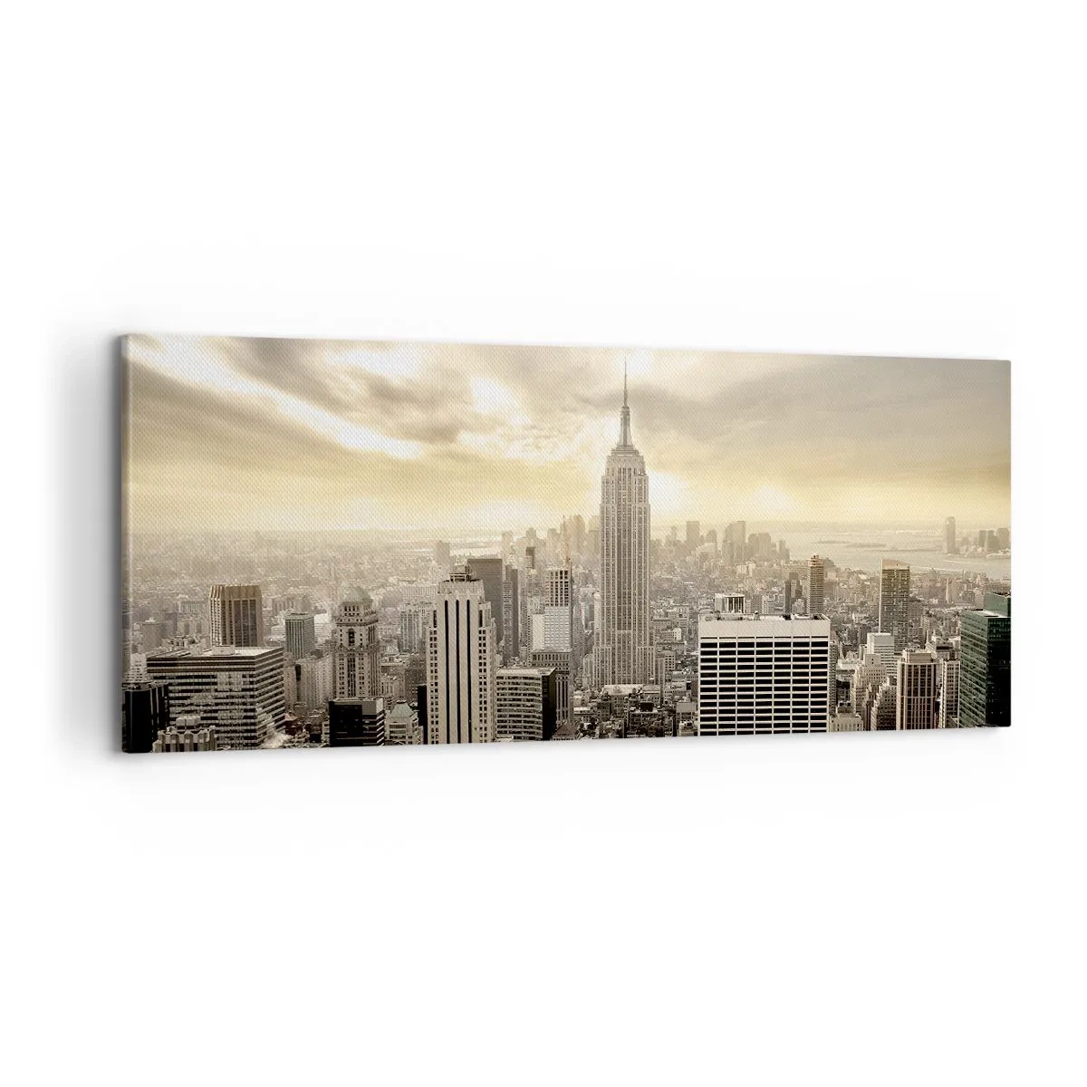 Lærredstryk - Billede på lærred - New York vævet af grå - 100x40 cm