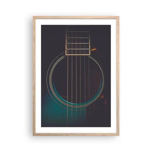 Plakat i ramme af lyst egetræ - Et øjeblik før det lyder - 50x70 cm