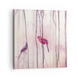 Lærredstryk - Billede på lærred - Fortællingen om den lyserøde skov - 70x70 cm