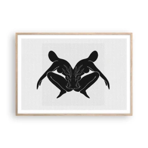 Plakat i ramme af lyst egetræ - En delt sjæl - 100x70 cm