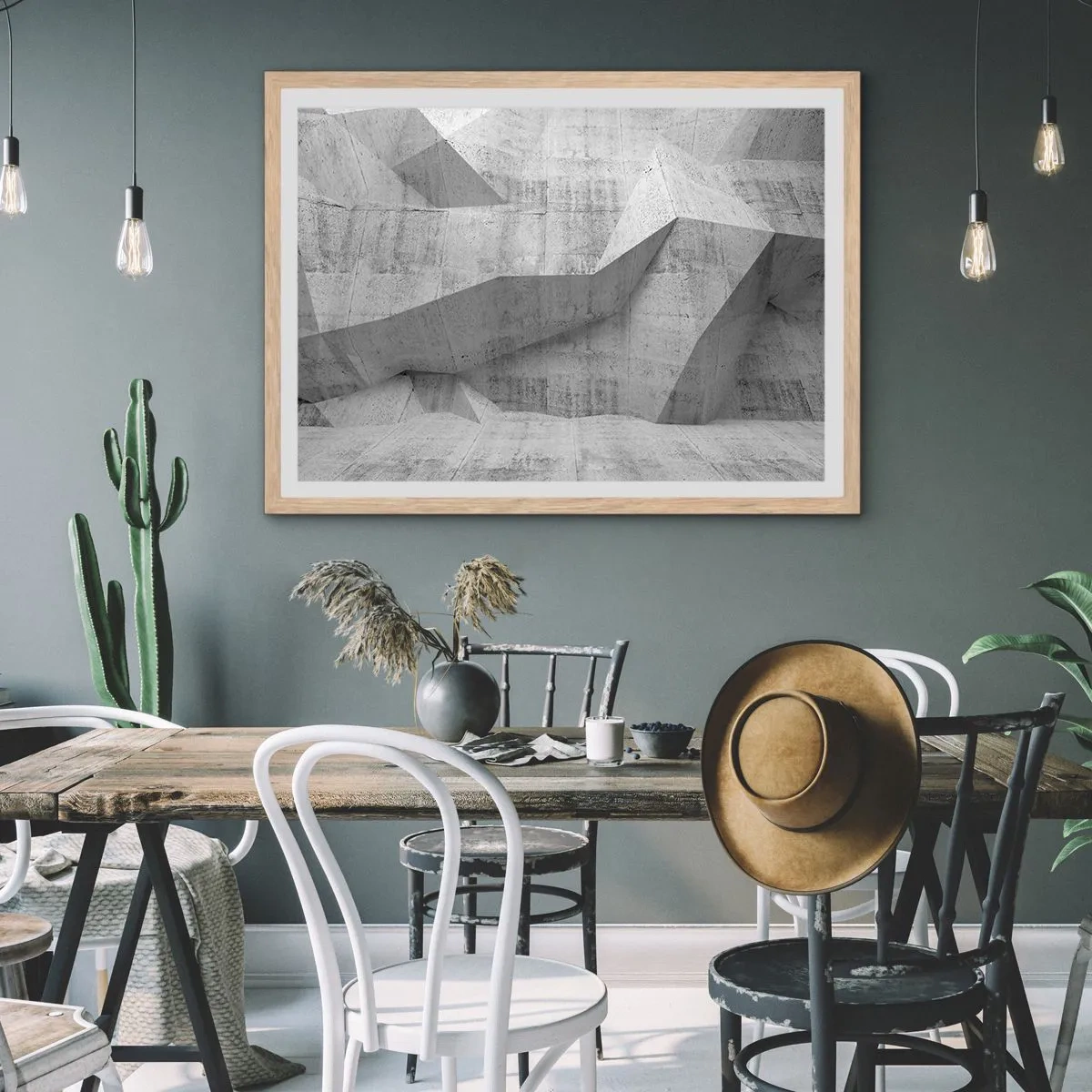 Plakat i ramme af lyst egetræ - En ægte udfordring - 50x40 cm