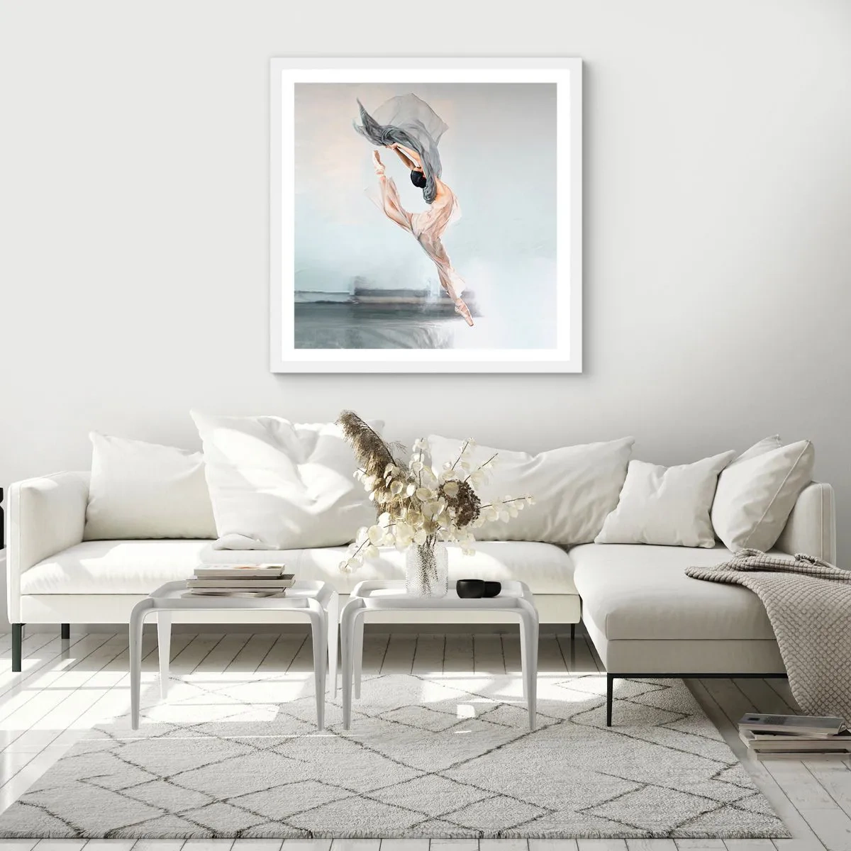 Plakat i hvid ramme - I dansende henrykkelse - 30x30 cm