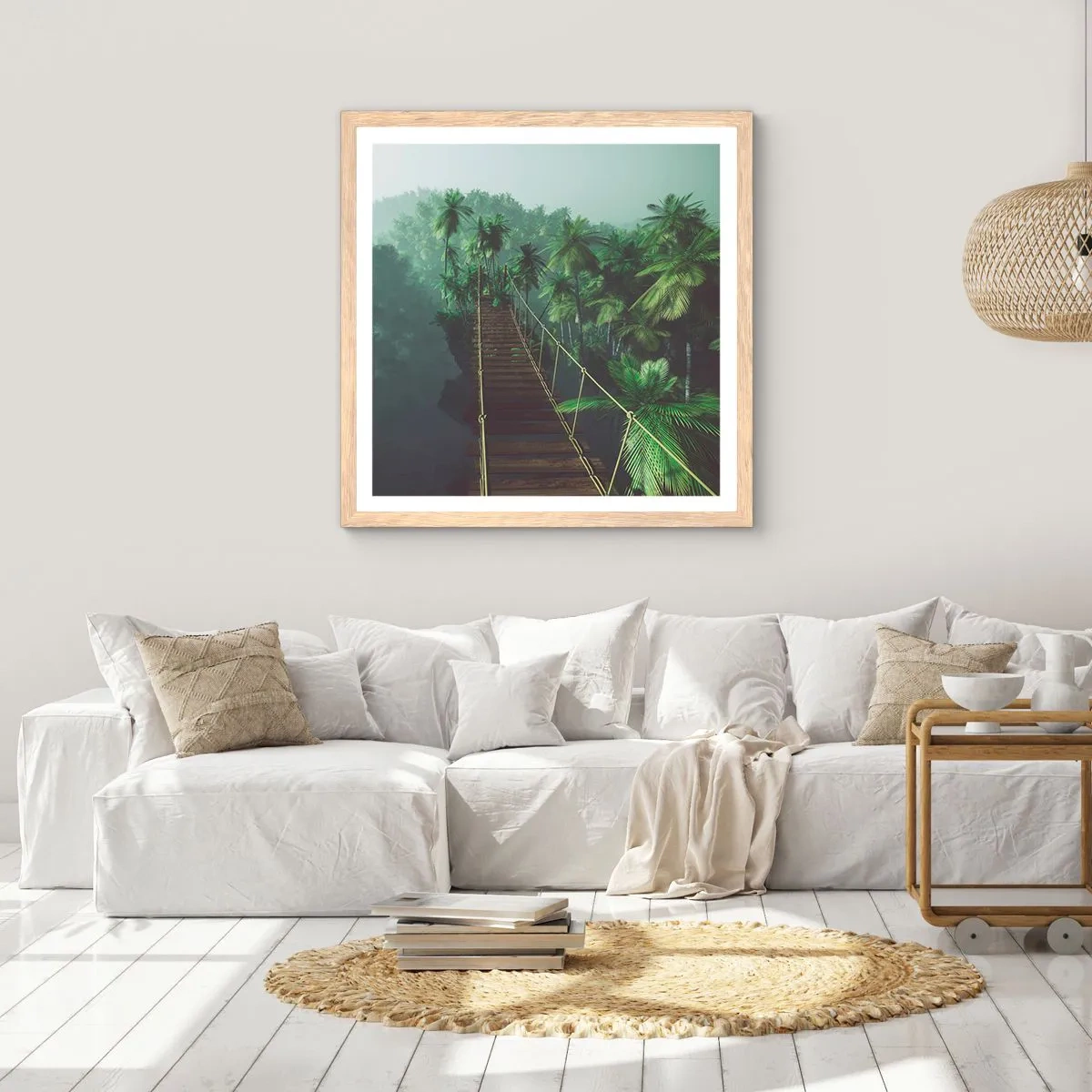 Plakat i ramme af lyst egetræ - Over det kogende grønne - 30x30 cm