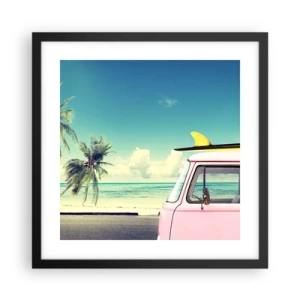 Plakat i sort ramme - Ferietid til at starte - 40x40 cm