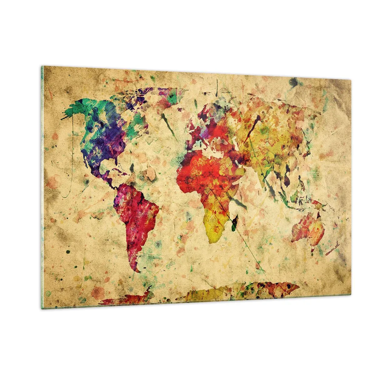 Billede på glas - Livet som et farverigt papirkort - 120x80 cm