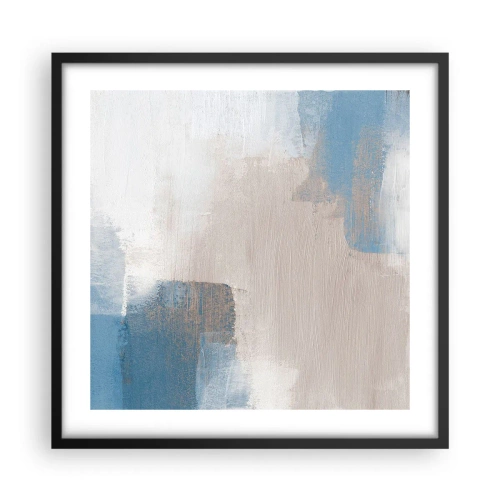 Plakat i sort ramme - Lyserød abstraktion bag et slør af blåt - 50x50 cm