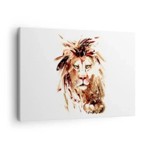 Lærredstryk - Billede på lærred - Akvarelportræt af en løve med intense detaljer - 70x50cm - Styrke og værdighed - Moderne vægdekoration til stue og soveværelse ARTTOR