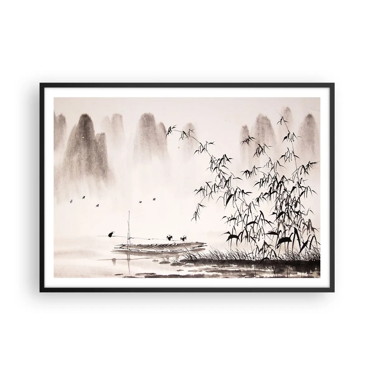 Plakat i sort ramme - Stilhed i rismarkerne - 100x70 cm