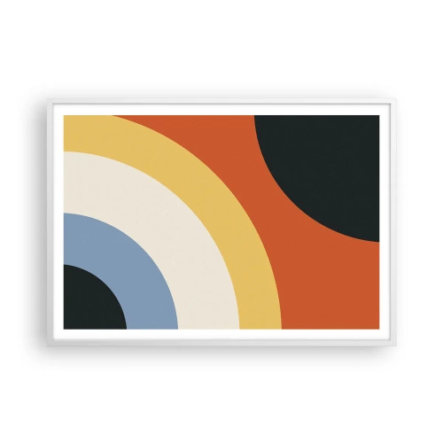 Plakat i hvid ramme - Over for hinanden - 100x70 cm