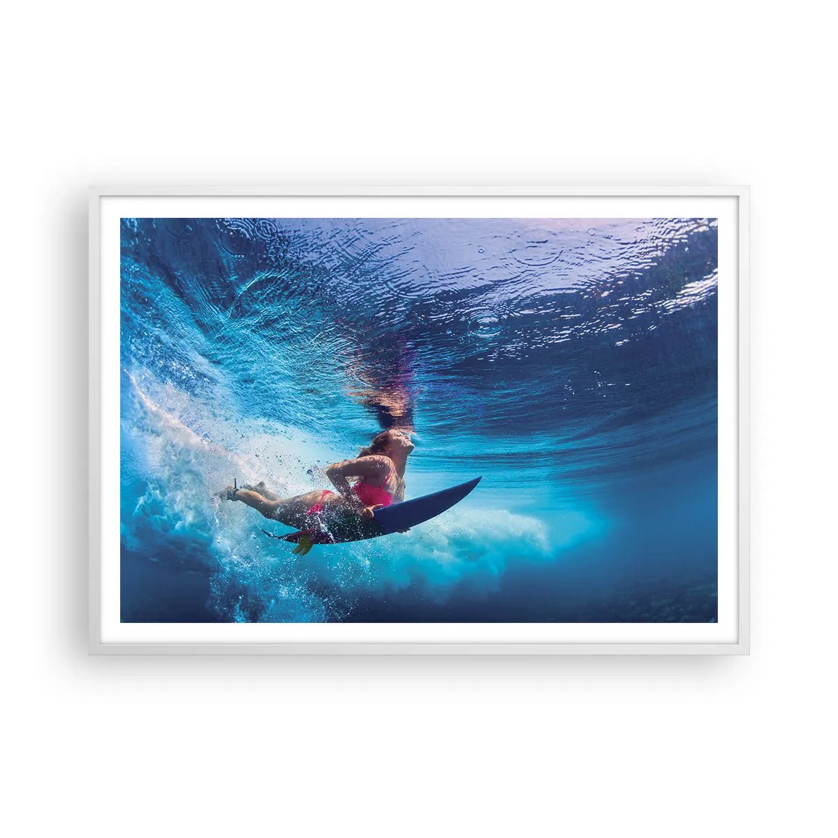 Plakat i hvid ramme - Dybden af glæde - 100x70 cm