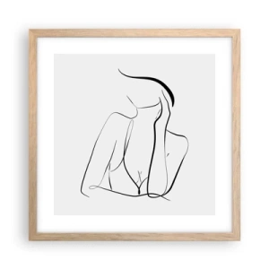 Plakat i ramme af lyst egetræ - På bølgen af en drøm - 40x40 cm